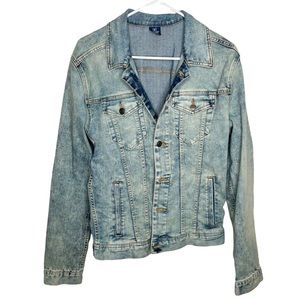 George Mens Blue Denim jean jacket Small 34-36  long sleeve Trucker